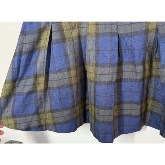 H&M Womens Plaid Pleated Mini Skirt Size 6 Blue/Green Dark Academia Grunge Punk - Picture 4 of 7